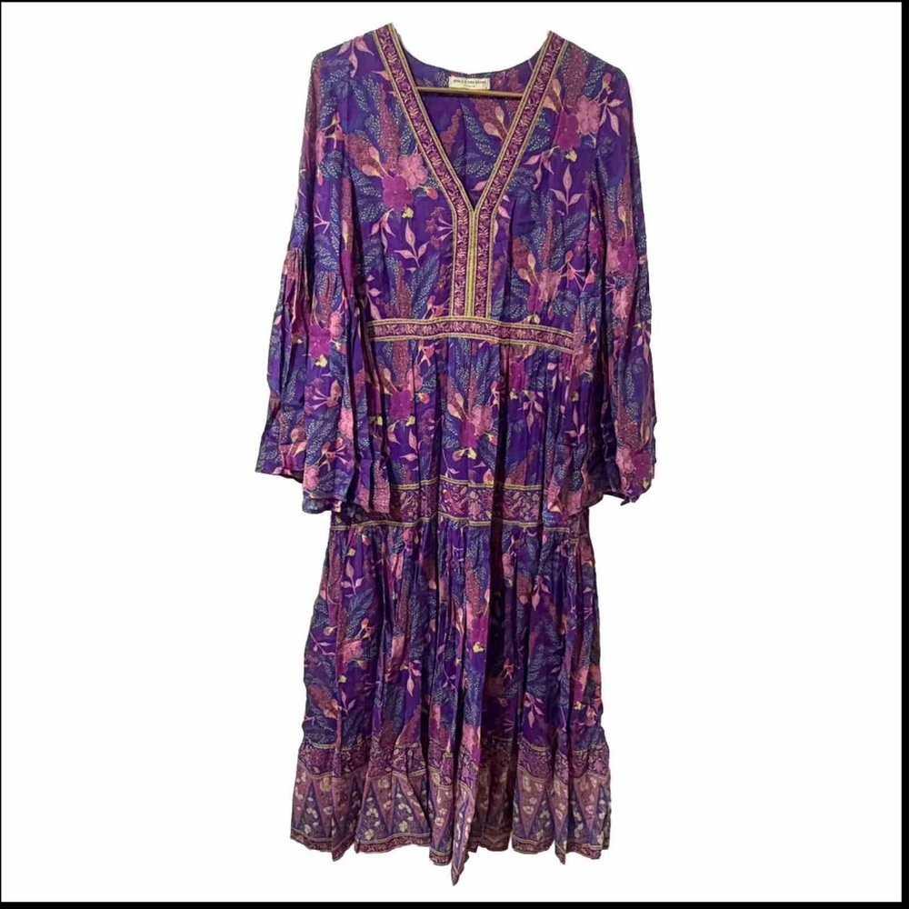 Spell & The Gypsy Collective Cotton Bianca Purple Wisteria  Hippie Maxi Dress M